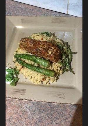 A picture of Couscous with Salmon.