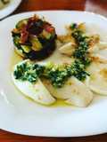 Sepia con pesto Vidalim Omega 3 y calabacín salteado