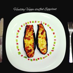A picture of Healthy Veggie stuffed Eggplant.