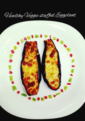 A picture of Healthy Veggie stuffed Eggplant.