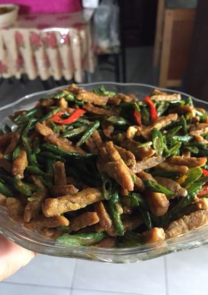 Foto resep Tumis kacang panjang dan tempe