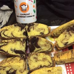 A picture of Marble cake in stove.