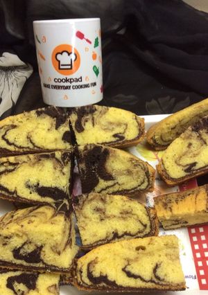 A picture of Marble cake in stove.