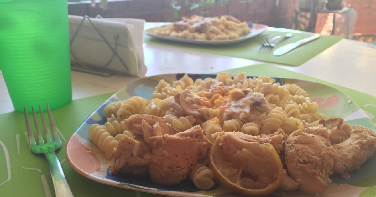 Pasta y pollo al horno con limón Receta de Emy- Cookpad