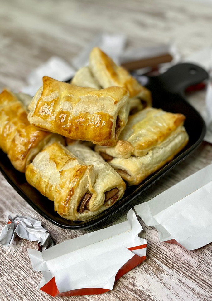 Una foto de Napolitanas de chocolatinas kinder
