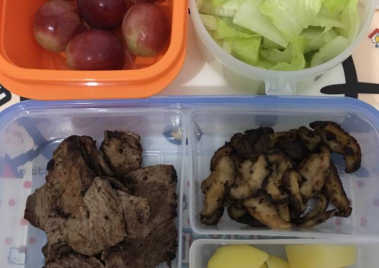 Bagaimana Menyiapkan Diet Mayo - Day 2&amp;9 - Lunch steak daging mushroom Anti Gagal