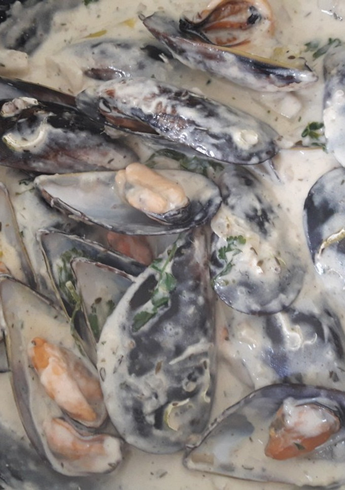 Una foto de Mejillones con nata