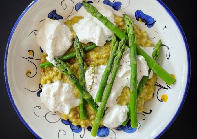 Risotto asperges vertes et burrata