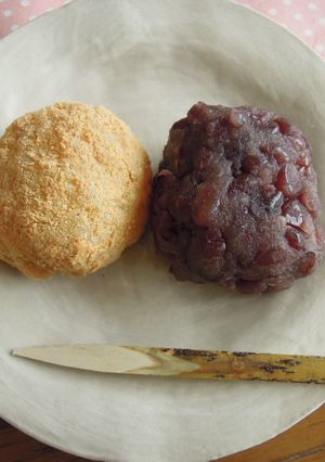 A picture of Ohagi - Japanese Rice cake with sweet adzuki bean paste.