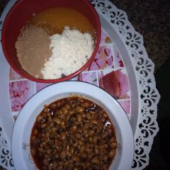 Beans and custard A picture of Beans and custard.