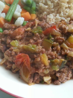 Una foto de Carne picada con pisto