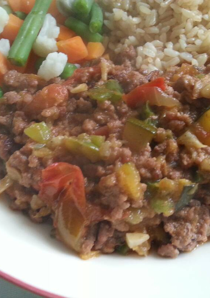Una foto de Carne picada con pisto