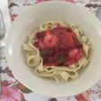 Tallarines livianos con salsa de verduras y camarones