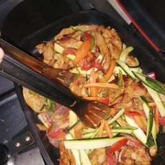 Stir fried chicken breast A picture of Stir fried chicken breast.