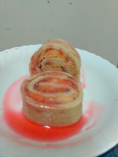 A picture of Swiss roll ice cream cake#icecream fanatics.