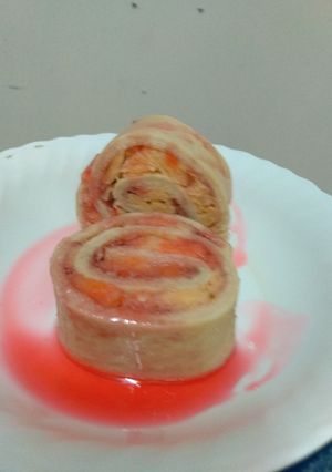 A picture of Swiss roll ice cream cake#icecream fanatics.