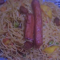 Fried Spaghetti with Sausages and Potatoes A picture of Fried Spaghetti with Sausages and Potatoes.