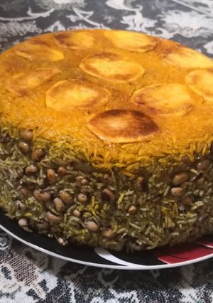 عکسی از دستور لوبیا چشمبلبلی پلو یا تهچین ورامینی