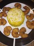Langostino🍤 frito con arroz al curry