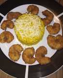 Langostino🍤 frito con arroz al curry