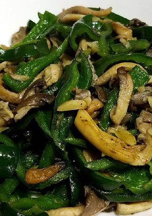 A picture of Oyster mushroom and chili stirfry.