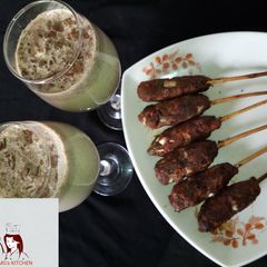 Beef Kebab with Oreos Milkshake A picture of Beef Kebab with Oreos Milkshake.