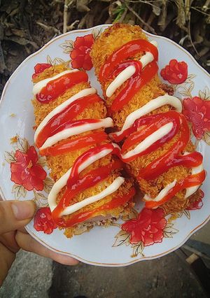 Hình của món Hotdog phô mai Hàn Quốc.