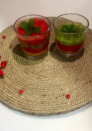 A picture of 3 layered Chill Fruits punch.