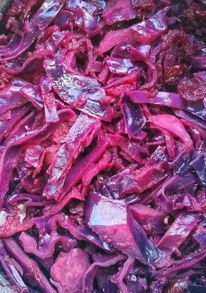 A picture of Braised Red Cabbage With Apple, Port & Cranberry.