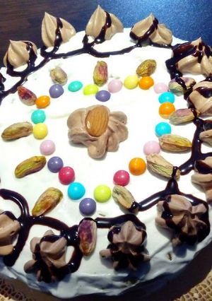 عکسی از دستور کیک گردو و موز رویایی💜💛💚