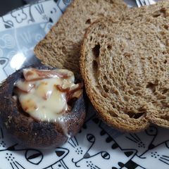 A picture of Lazy Cheesy Bacon Portobello Mushroom.