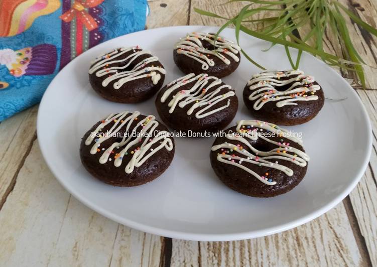 Baked Chocolate Donuts with Cream Cheese Glaze