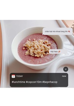 Hình của món Cháo thịt heo khoai lang tím 🍠.