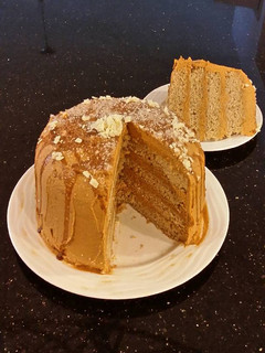 A picture of Cinnamon Layer Cake with Whipped Cinnamon Cream Filling and Frosting.