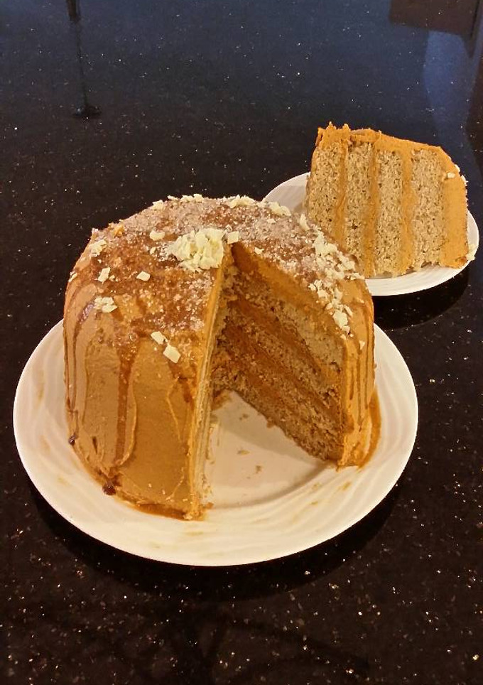 A picture of Cinnamon Layer Cake with Whipped Cinnamon Cream Filling and Frosting.