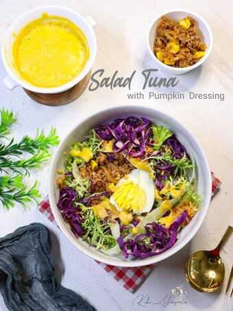 Langkah Mudah untuk Menyiapkan Resep Salad Sayuran Tuna with Pumpkin Dressing yang Bisa Manjain Lidah Anti Ribet, Uenak Banget