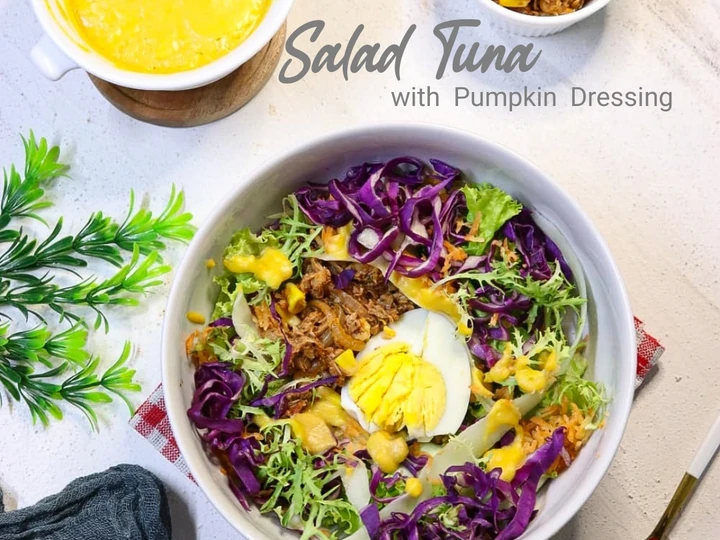 Langkah Mudah untuk Menyiapkan Resep Salad Sayuran Tuna with Pumpkin Dressing yang Bisa Manjain Lidah Anti Ribet, Uenak Banget