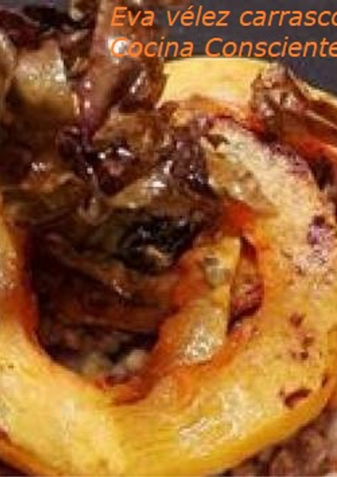 Una foto de Calabaza con trigo sarraceno y chips de alga