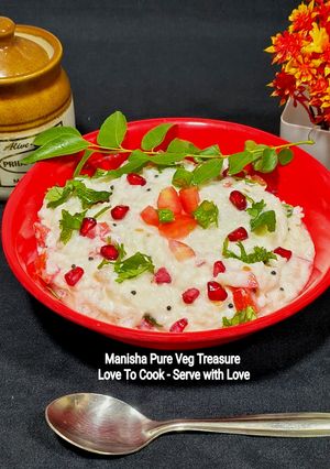 A picture of Onion and Tomato Tempered Curd Rice.