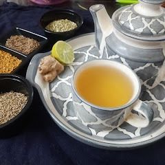 A picture of Fenugreek lemon ginger spice detox tea.