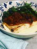 Calamari with spicy chorizo sauce and cauliflower puree