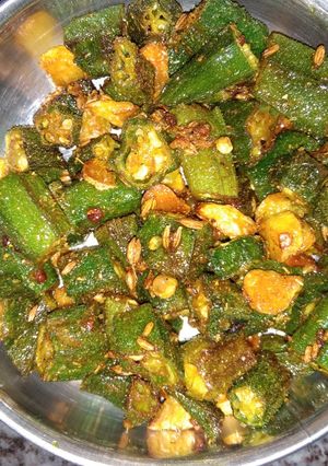A picture of Garlic Bhindi.