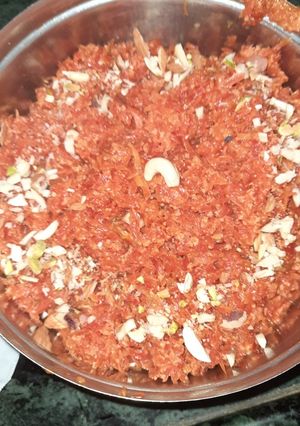 A picture of Walnut Gajar ka Halwa.
