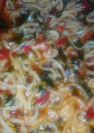 A picture of Spinach indomie.