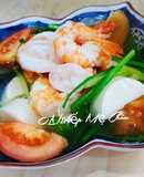 Canh hẹ đậu hũ non nấu tôm