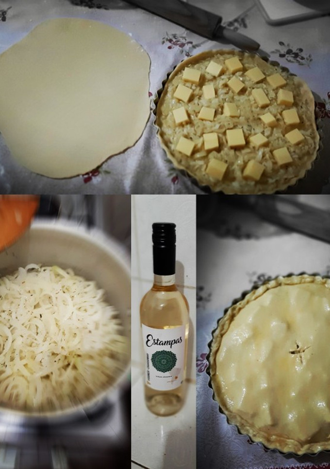 Una foto de Torta de cebollas y queso
