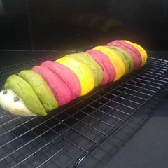 A picture of Potato Stuffed Beetroot, Spinach Pumpkin Caterpillar Bread.