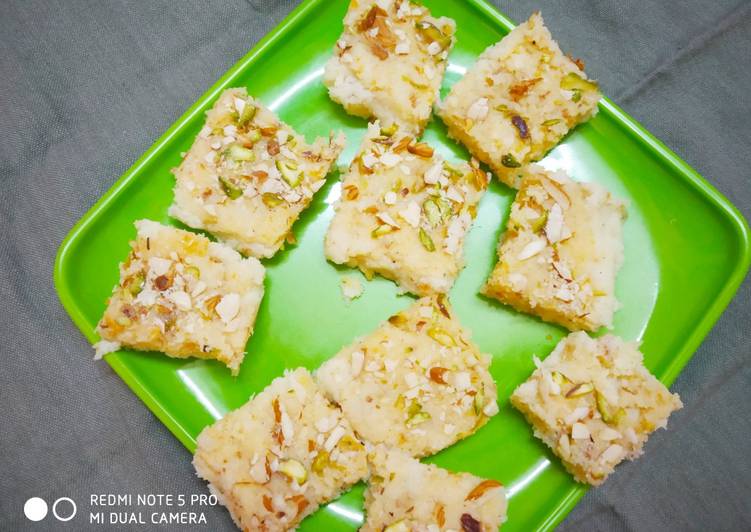 Coconut double layered barfi
