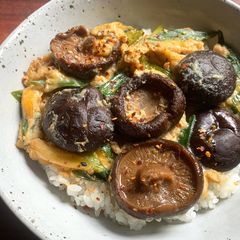 A picture of Simmered Shiitake & Egg Rice Bowl.