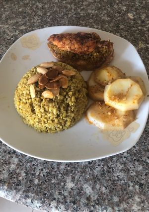 صورة لوصفة صينية صدر دجاج محشي فريكة مع بطاطا مشوية دايت